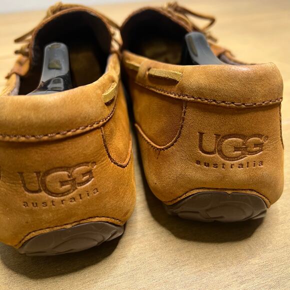 UGG‎ Slippers Mens SZ 10 Loafers Chester Brown Leather Slip On Shoes boho Casual main image 4